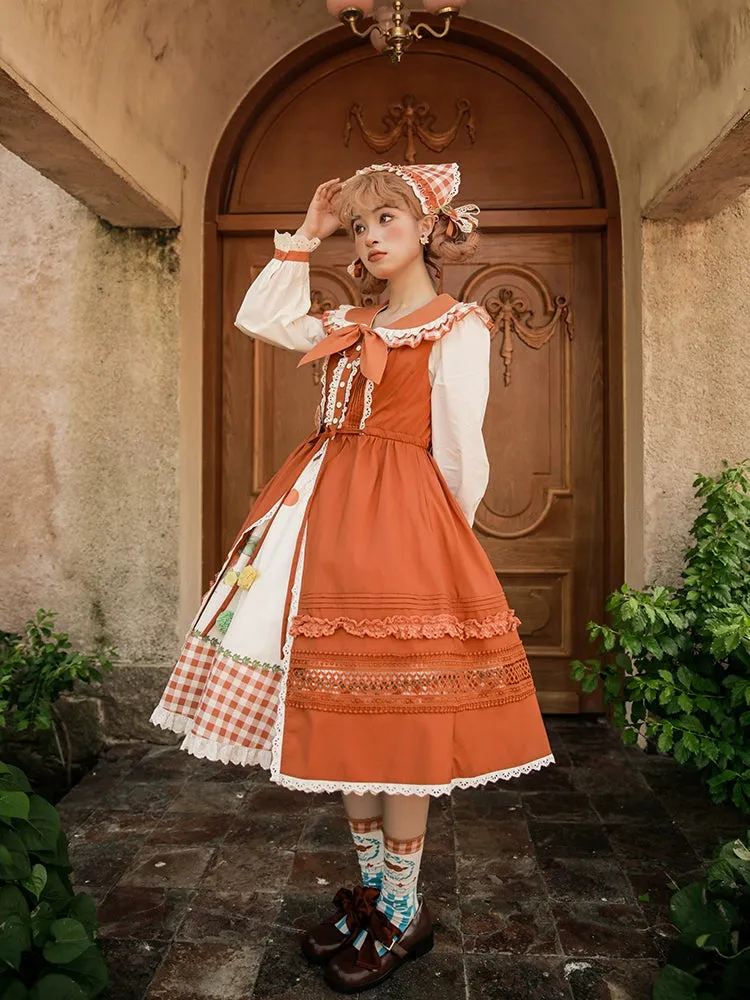 Mademoiselle Pearl~Persimmon~Autumn Persimmon Print Lolita OP JSK SK Dress