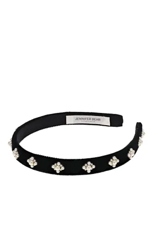 Maggie Black Pearl Velvet Headband