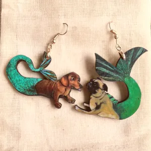Make a Statement with Mismatched Mermaid Dog Earrings: Sustainable & Handmade