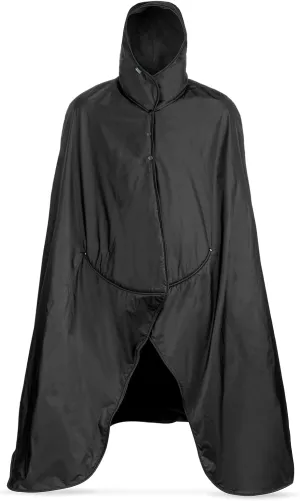 Mambe Extra Large Extreme Weather Hooded Blanket Black 100% Waterproof and Windproof with Premium Stuff Sack - Perfect for Watching Sportsand Staying Warm Outdoors- Machine Washable