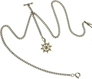 ManChDa Pocket Watch Chain Double Albert Chain T-Bar Watch Chain