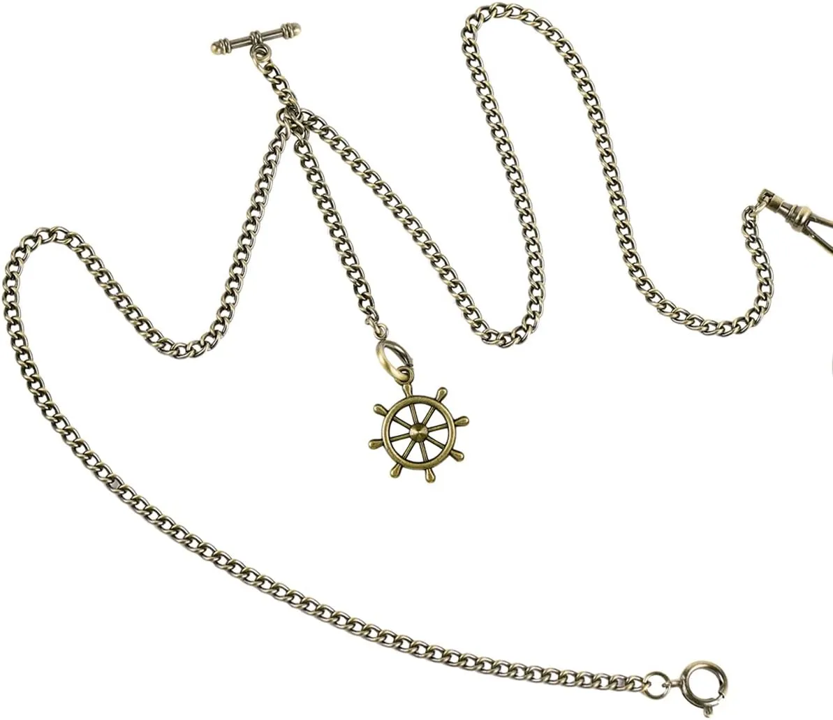 ManChDa Pocket Watch Chain Double Albert Chain T-Bar Watch Chain