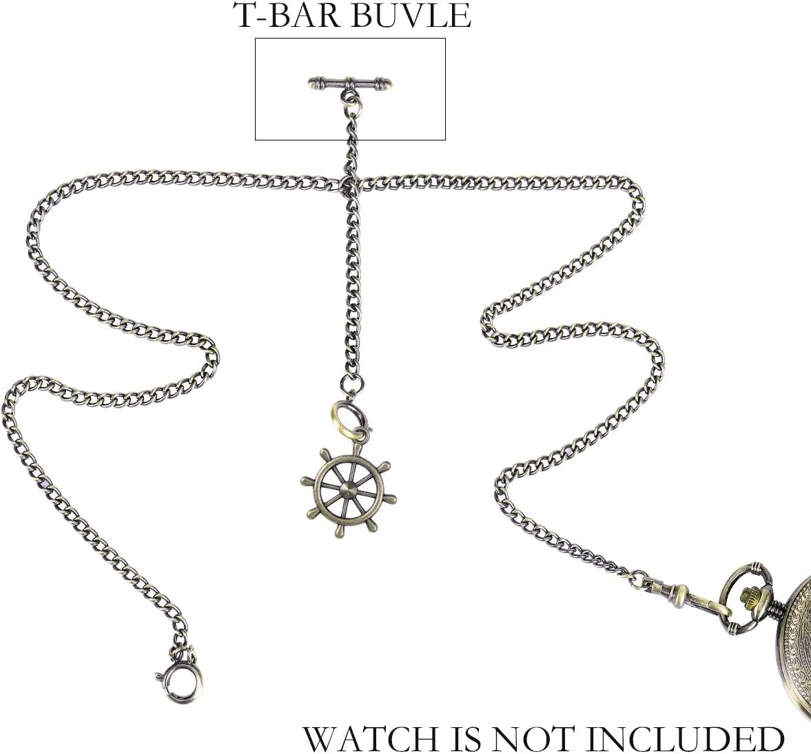 ManChDa Pocket Watch Chain Double Albert Chain T-Bar Watch Chain