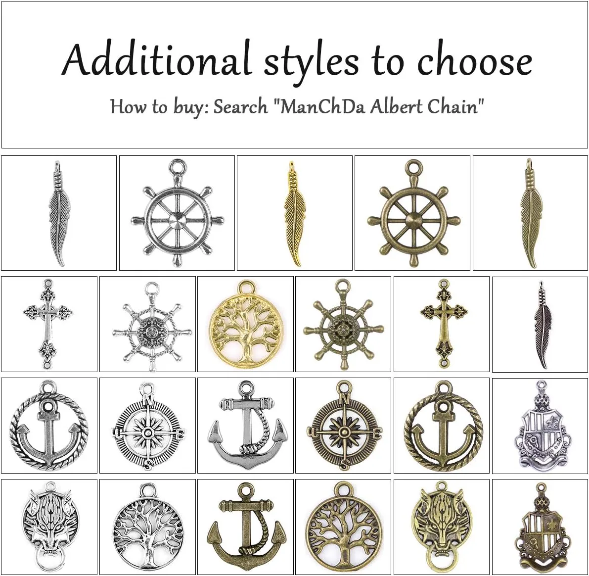ManChDa Pocket Watch Chain Double Albert Chain T-Bar Watch Chain