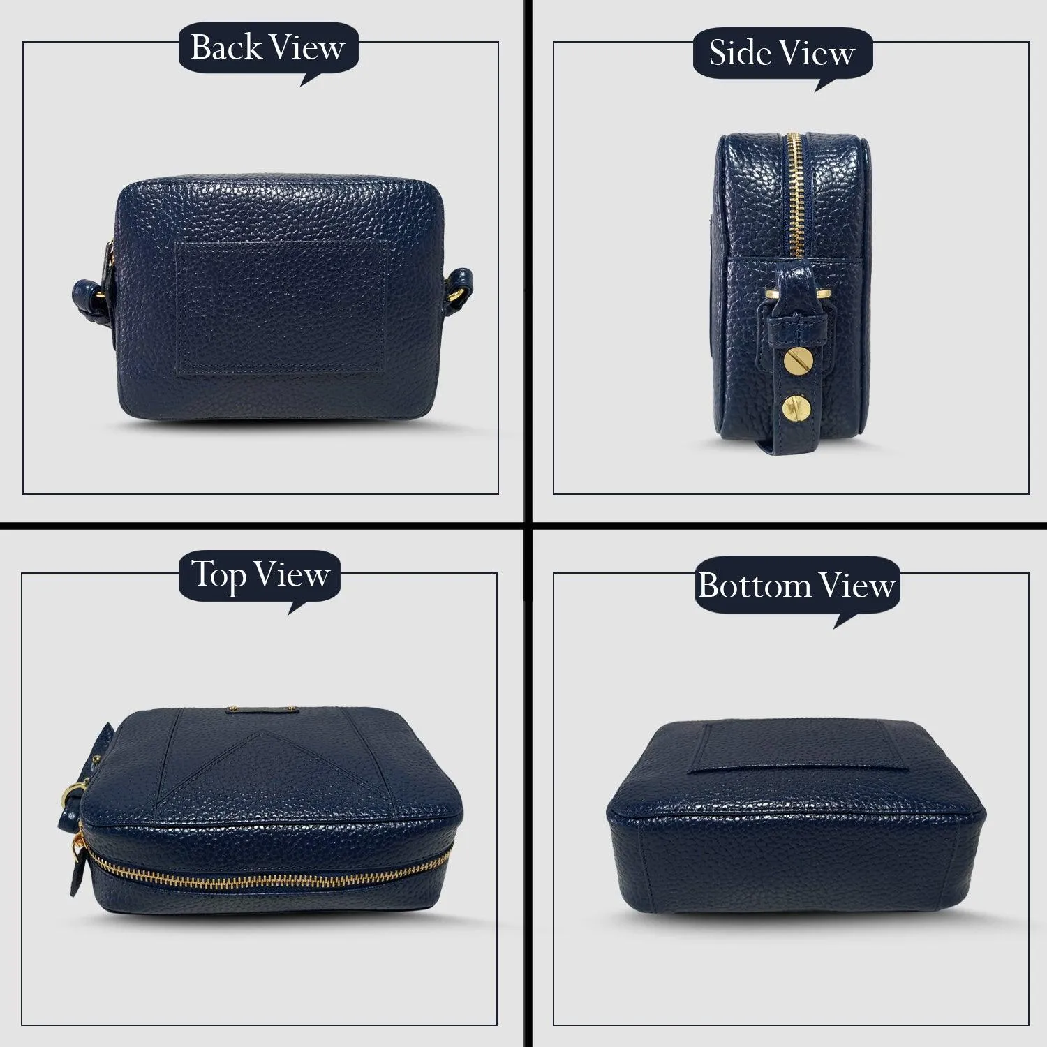 MANDAVA Women's PU Leather Crossbody Bag | Ladies Mini Shoulder Bag with Adjustable & Detachable Strap (Midnight Blue)