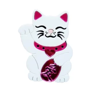 Maneki Neko - Love Cat Brooch by Cherryloco Jewellery