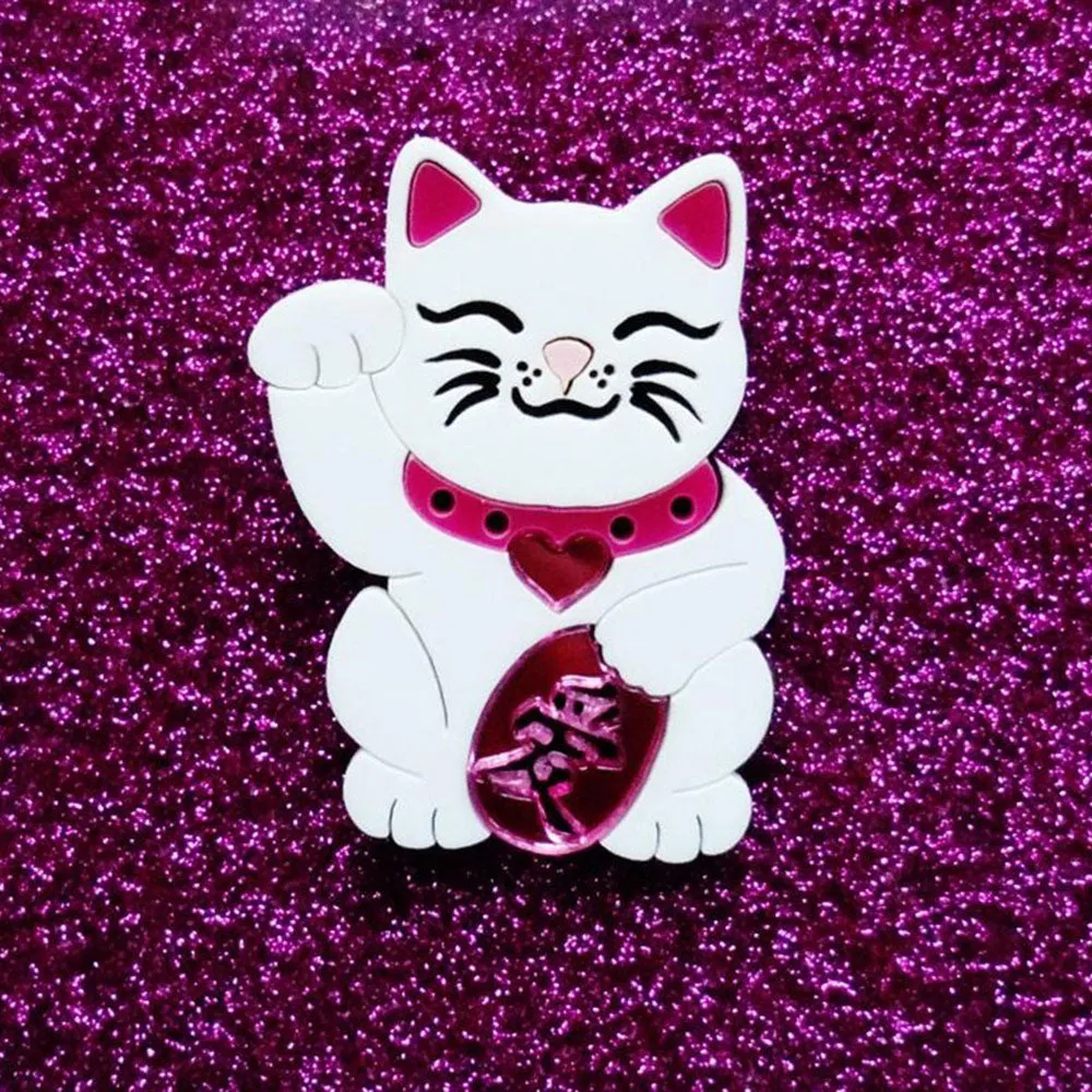 Maneki Neko - Love Cat Brooch by Cherryloco Jewellery