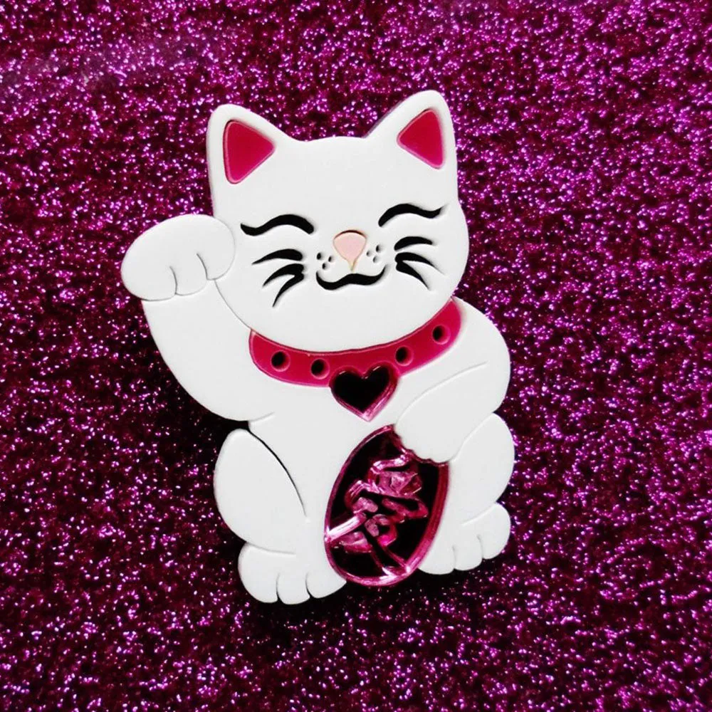 Maneki Neko - Love Cat Brooch by Cherryloco Jewellery