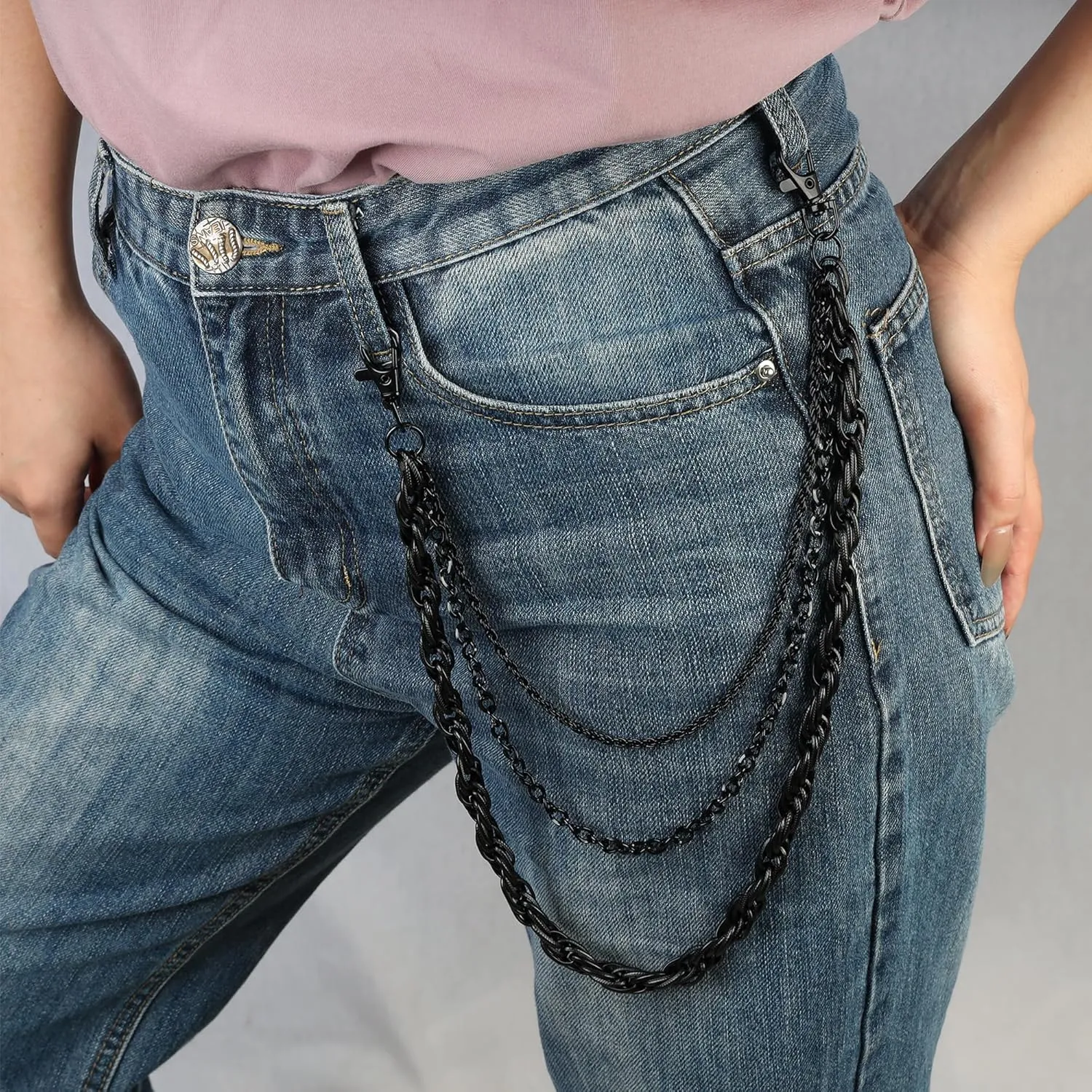 Manfnee Pants Chain for Men Women Hip Hop Jean Chains Punk Belt Chain Biker Chain Key Chain Pocket Chains