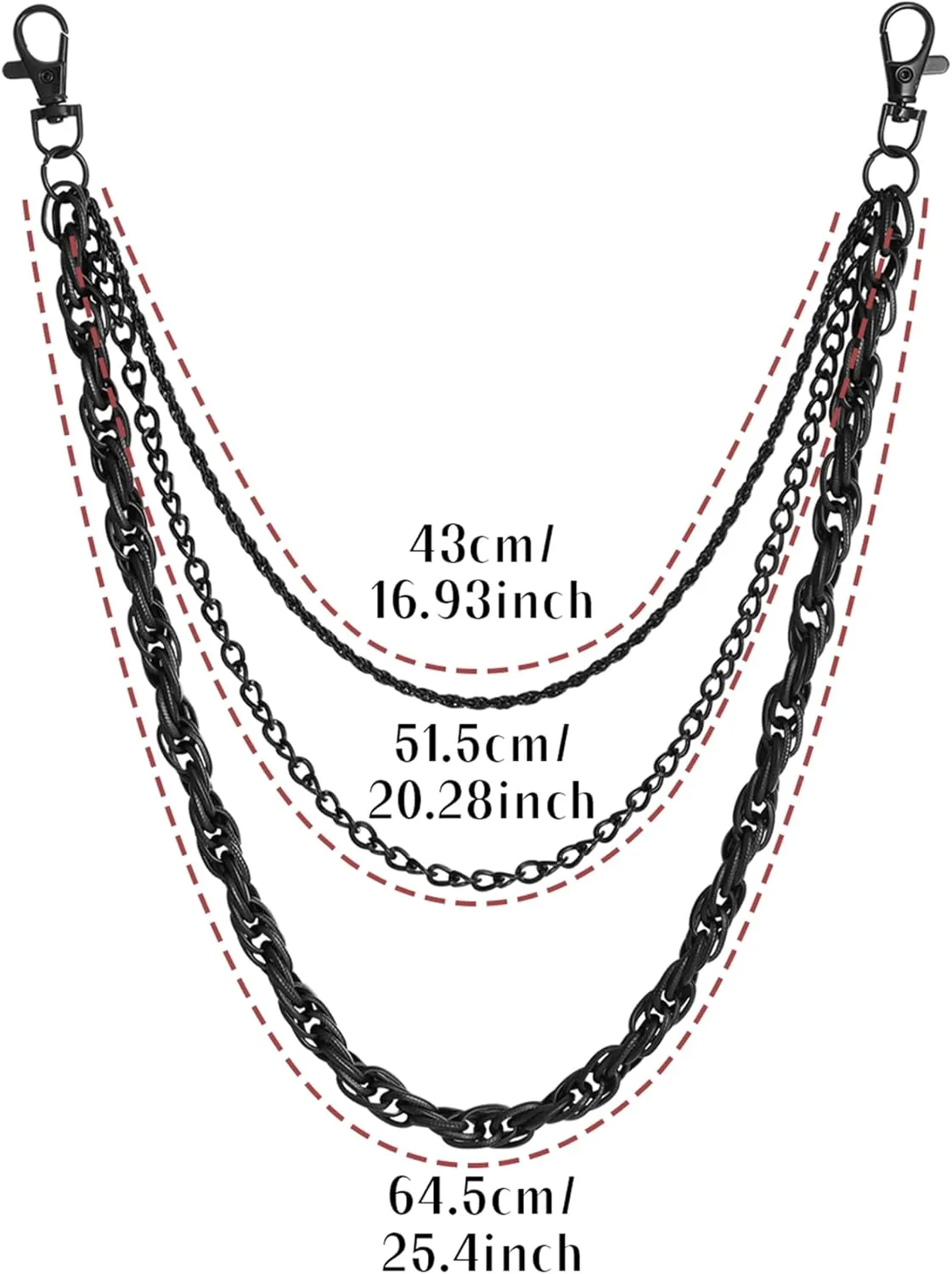 Manfnee Pants Chain for Men Women Hip Hop Jean Chains Punk Belt Chain Biker Chain Key Chain Pocket Chains
