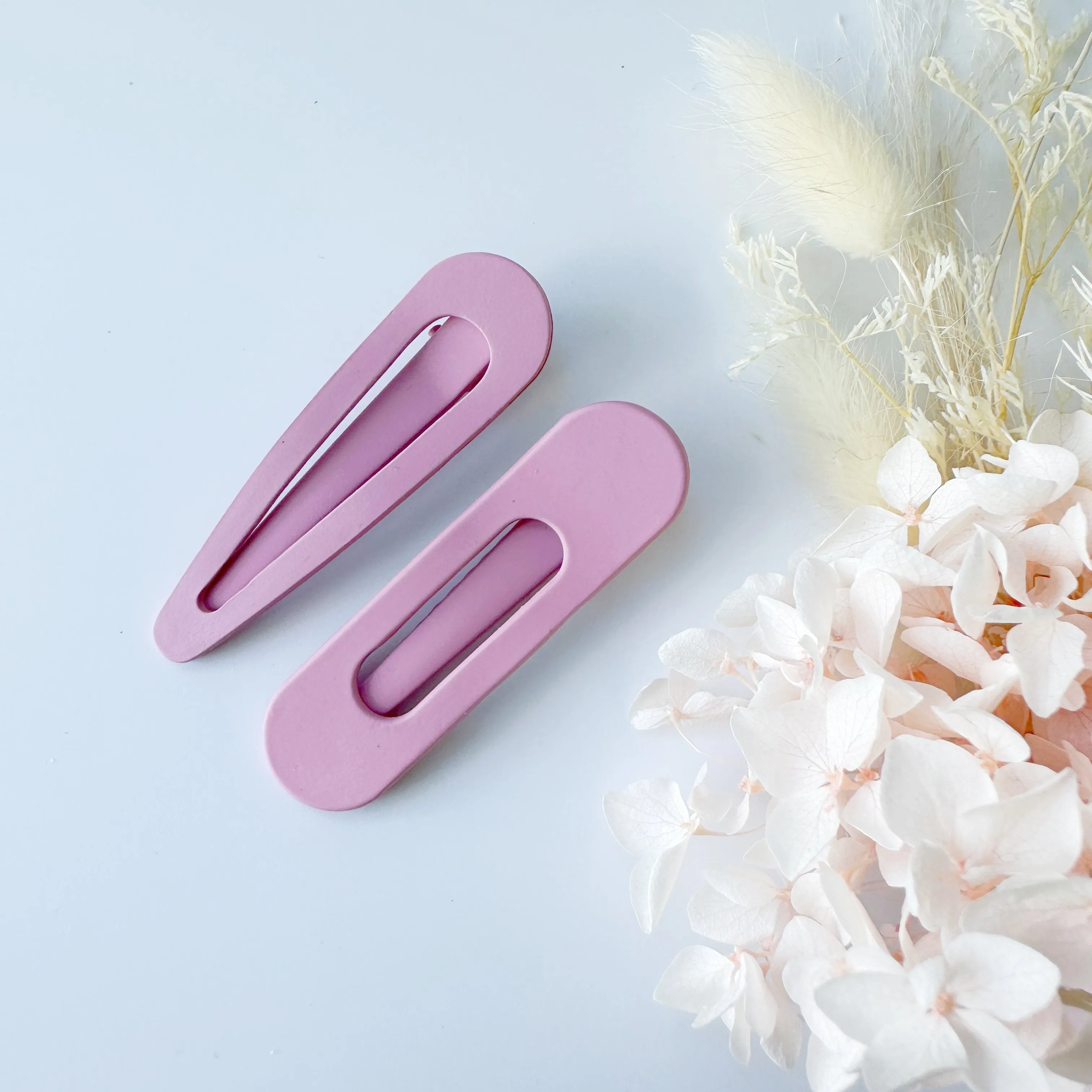 MANGO JELLY Large Pastel Coated Hair Clips - Pink - Twin Pack