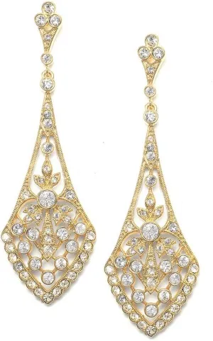 Mariell Dangle Bridal Earrings, Dramatic 2 ¾" Length, Perfect Jewelry for Brides, Bridesmaid, Prom and Homecoming, Romantic Jewelry Gift For Women