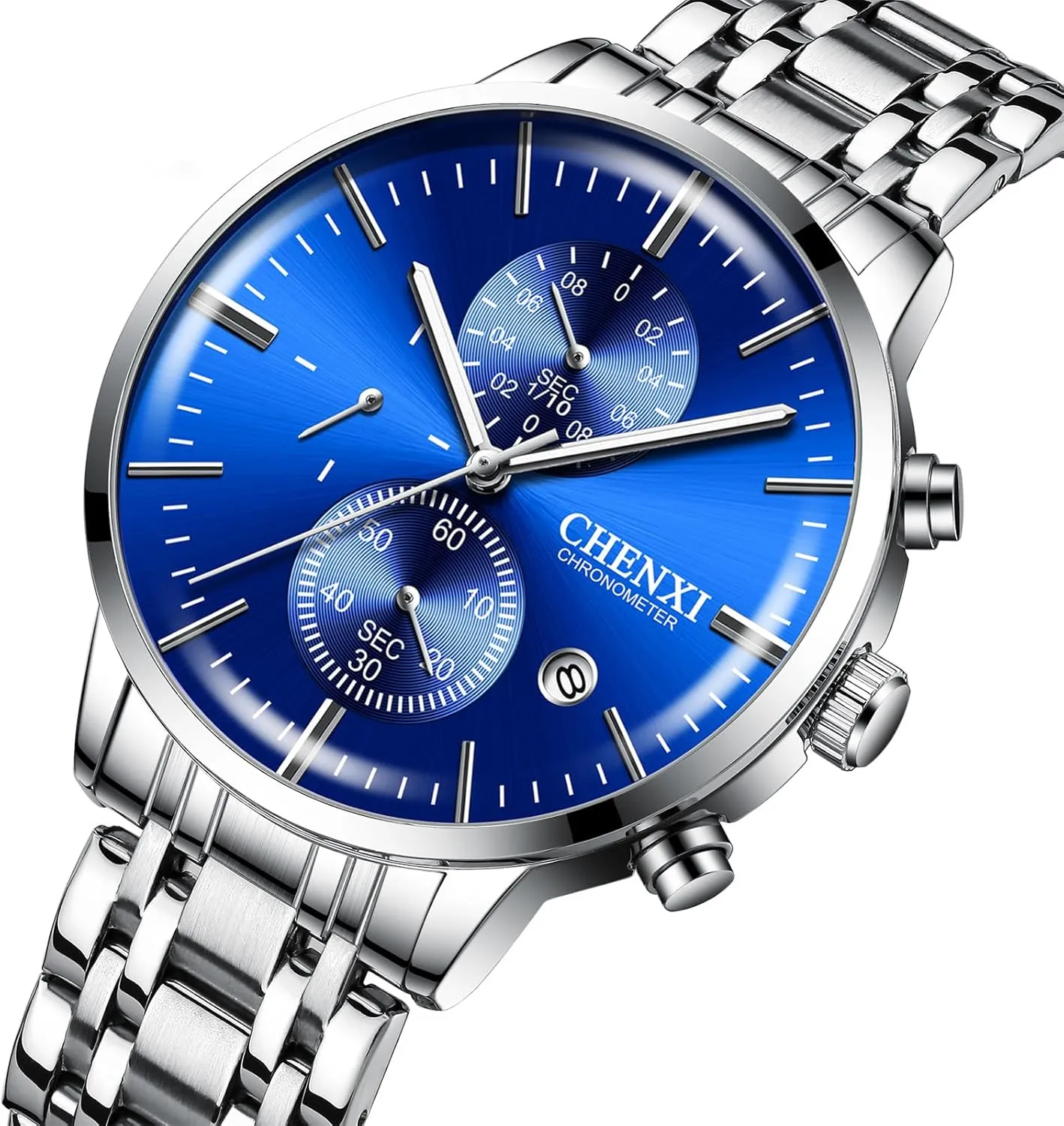 MASTOP Men's Watches Analog Minimalist Black Dial Watches for Men Business Chronograph Quartz Waterproof Fashion Military Casual Wrist Watches Stainless Steel Strap Date