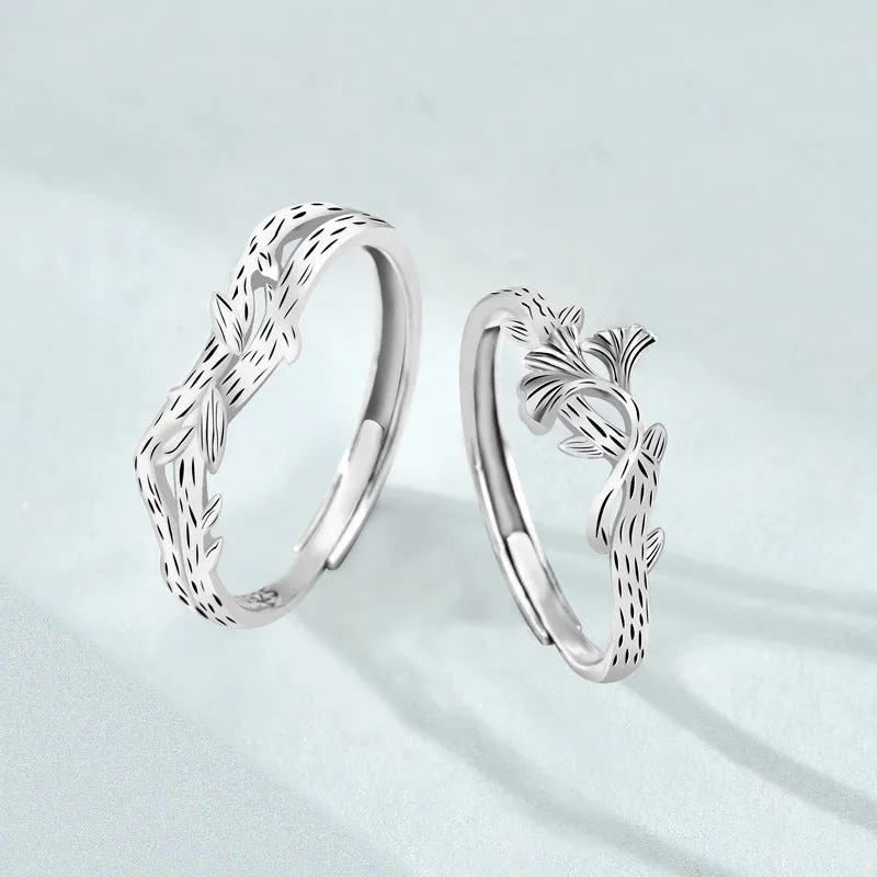 Matching Ginko Romantic Rings Set for Couple