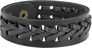 Maverick Hand-woven Black Vintage Leather Wrist Cuff Wrap Bracelet for Men (SJ_3076)