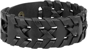 Maverick Hand-woven Black Vintage Leather Wrist Cuff Wrap Bracelet for Men (SJ_3078)