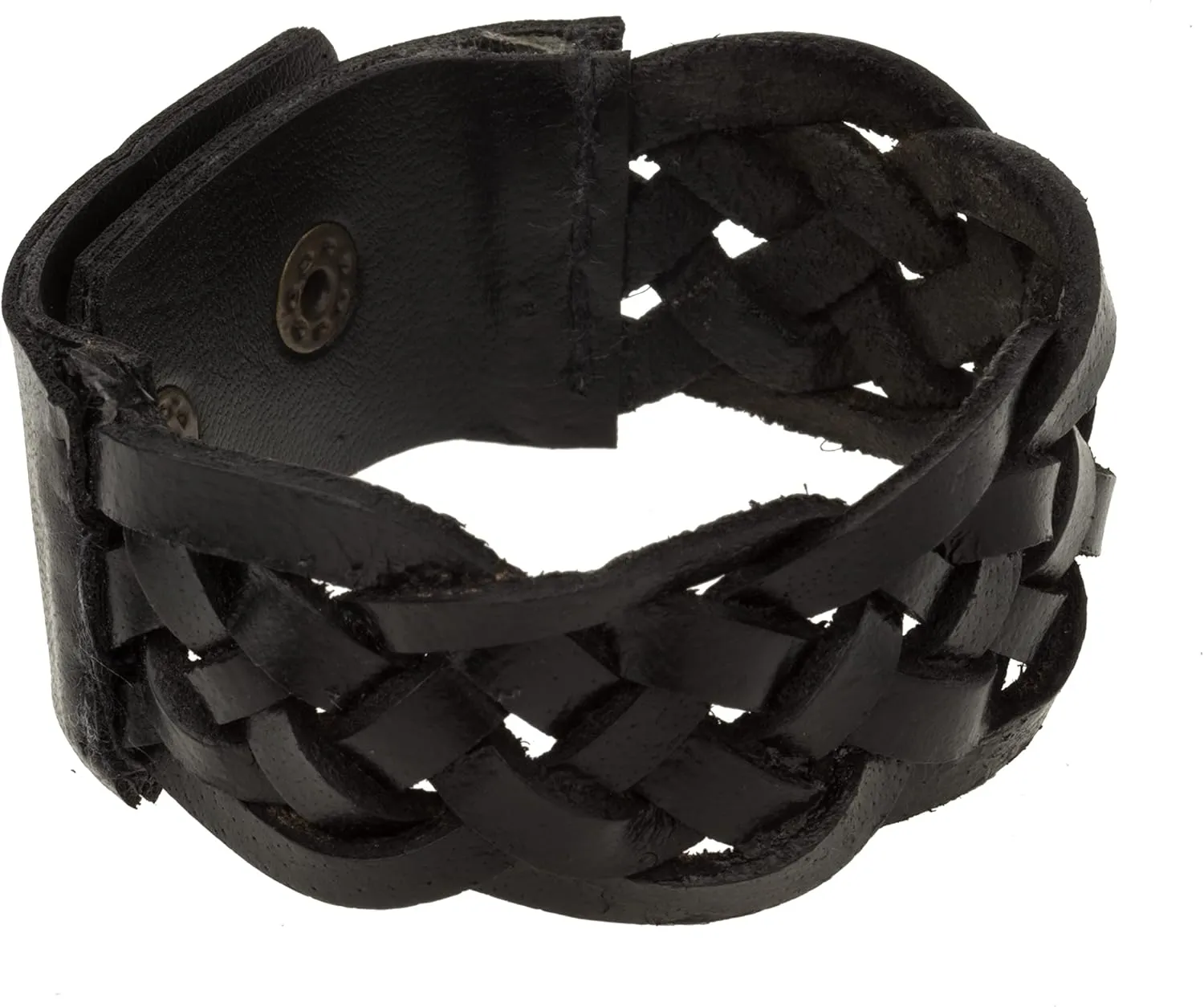 Maverick Hand-woven Black Vintage Leather Wrist Cuff Wrap Bracelet for Men (SJ_3082)