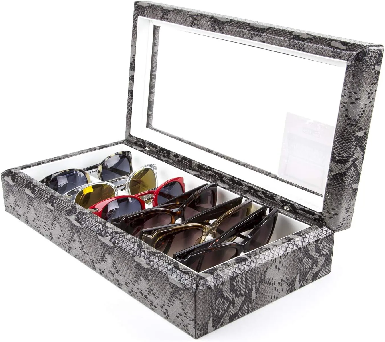 Maxi Luxury Eyewear Organizer, Wood Box for Glasses   Sunglasses, Exotic Print Collection
