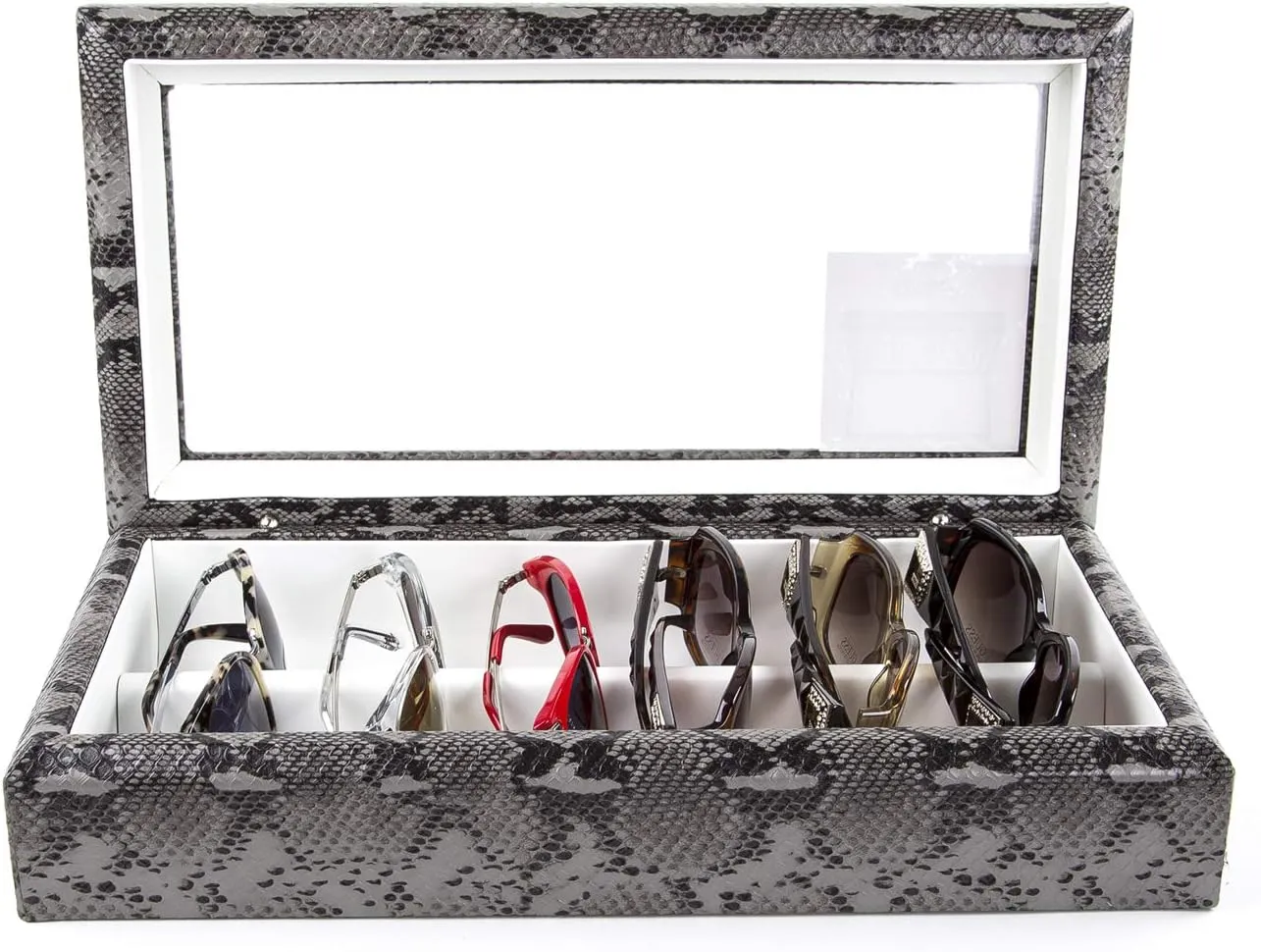 Maxi Luxury Eyewear Organizer, Wood Box for Glasses   Sunglasses, Exotic Print Collection