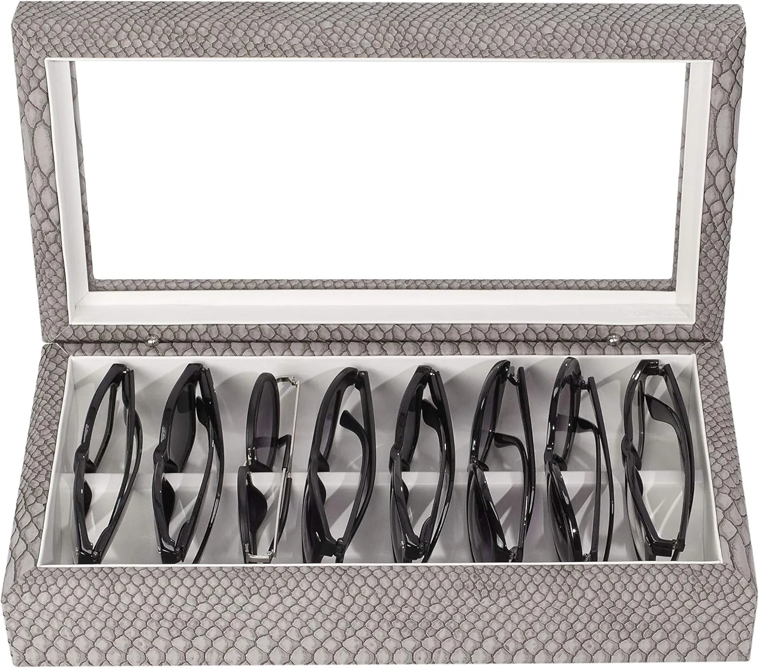 Maxi Luxury Eyewear Organizer, Wood Box for Glasses   Sunglasses, Exotic Print Collection