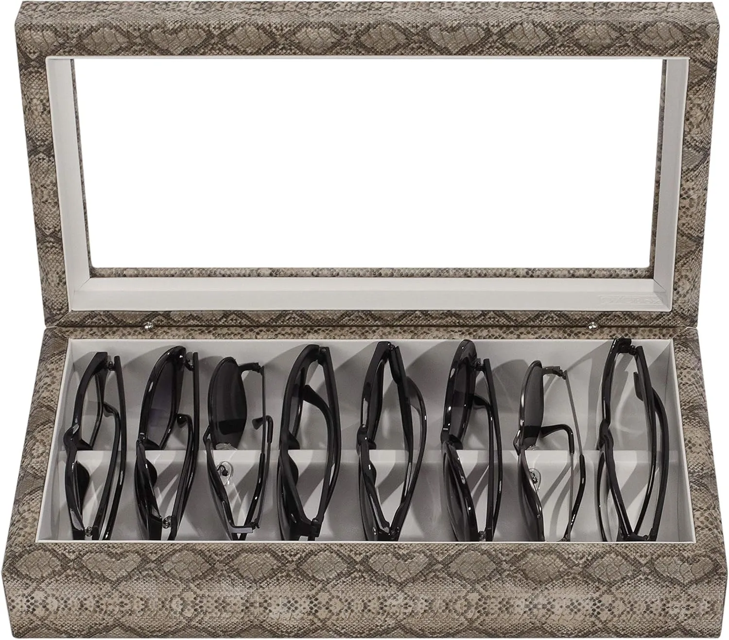 Maxi Luxury Eyewear Organizer, Wood Box for Glasses   Sunglasses, Exotic Print Collection