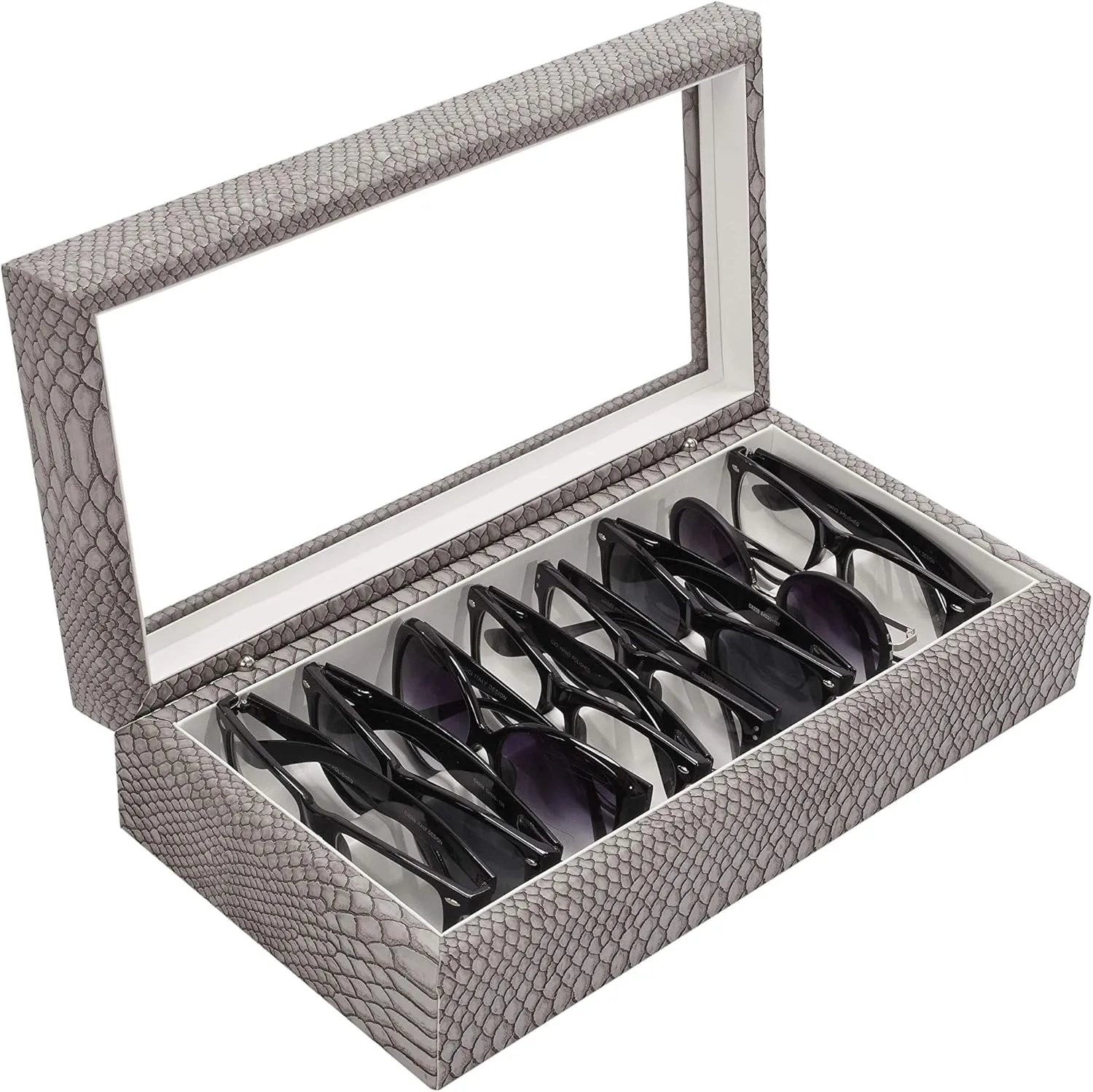 Maxi Luxury Eyewear Organizer, Wood Box for Glasses   Sunglasses, Exotic Print Collection