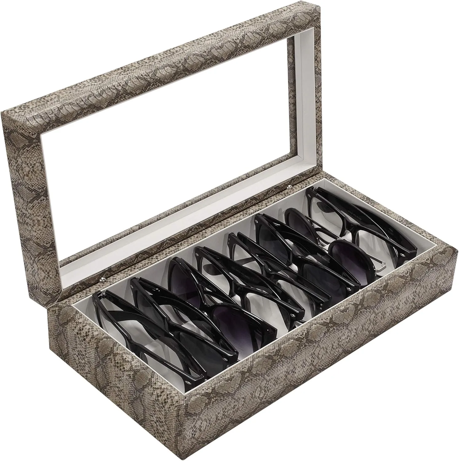 Maxi Luxury Eyewear Organizer, Wood Box for Glasses   Sunglasses, Exotic Print Collection