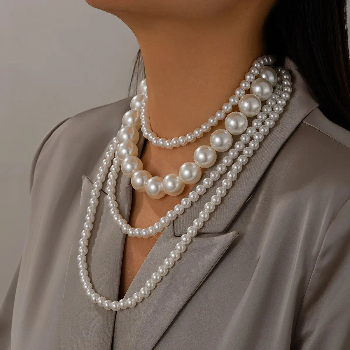 MAYTRENDS  -  Multilayer Imitation Pearl Tassel Long Choker Necklace For Women Girls Party Elegant Korean Bohemian Party Gift Jewelry