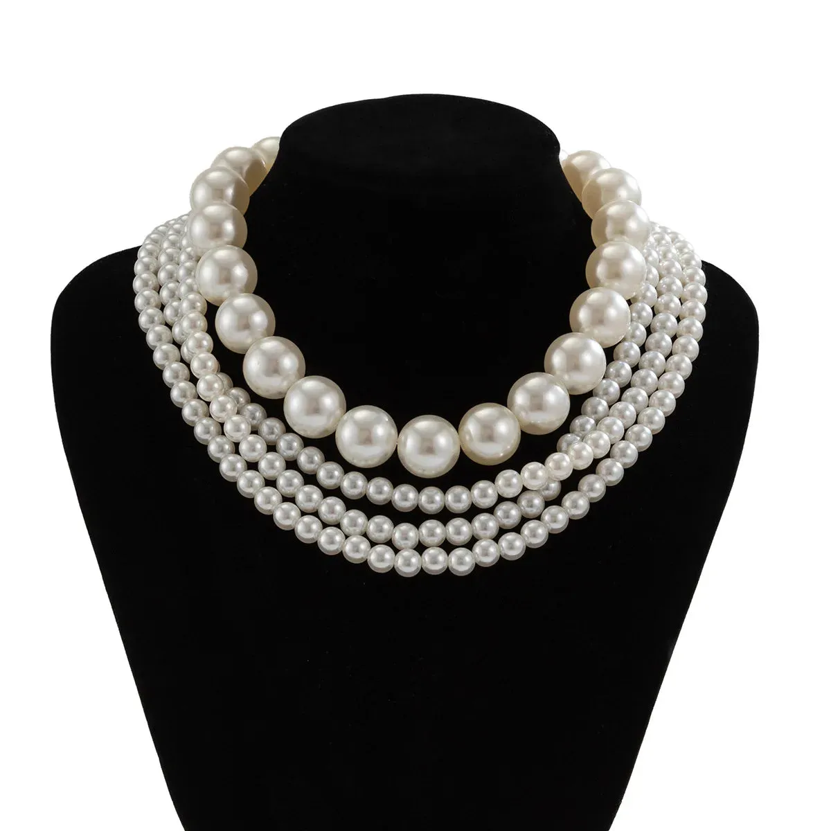 MAYTRENDS  -  Multilayer Imitation Pearl Tassel Long Choker Necklace For Women Girls Party Elegant Korean Bohemian Party Gift Jewelry