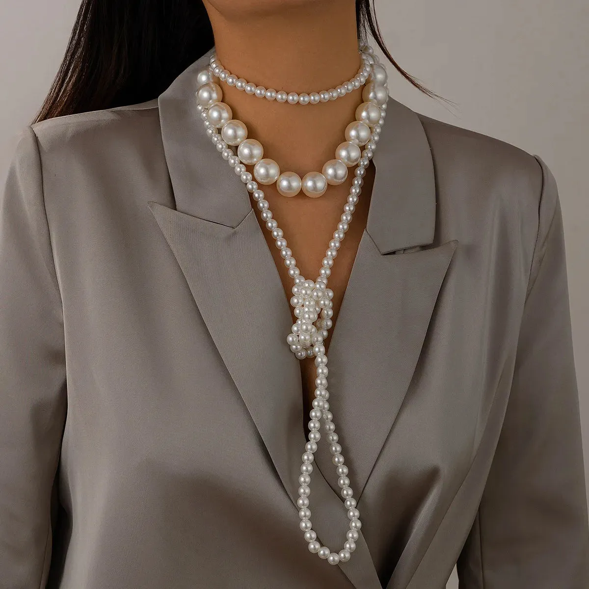MAYTRENDS  -  Multilayer Imitation Pearl Tassel Long Choker Necklace For Women Girls Party Elegant Korean Bohemian Party Gift Jewelry