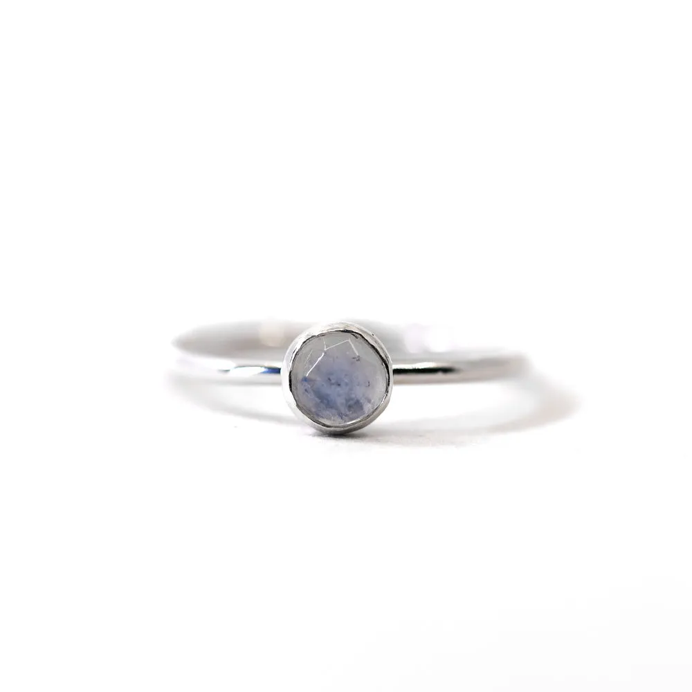 Medium Moonstone Stacking Ring in Silver