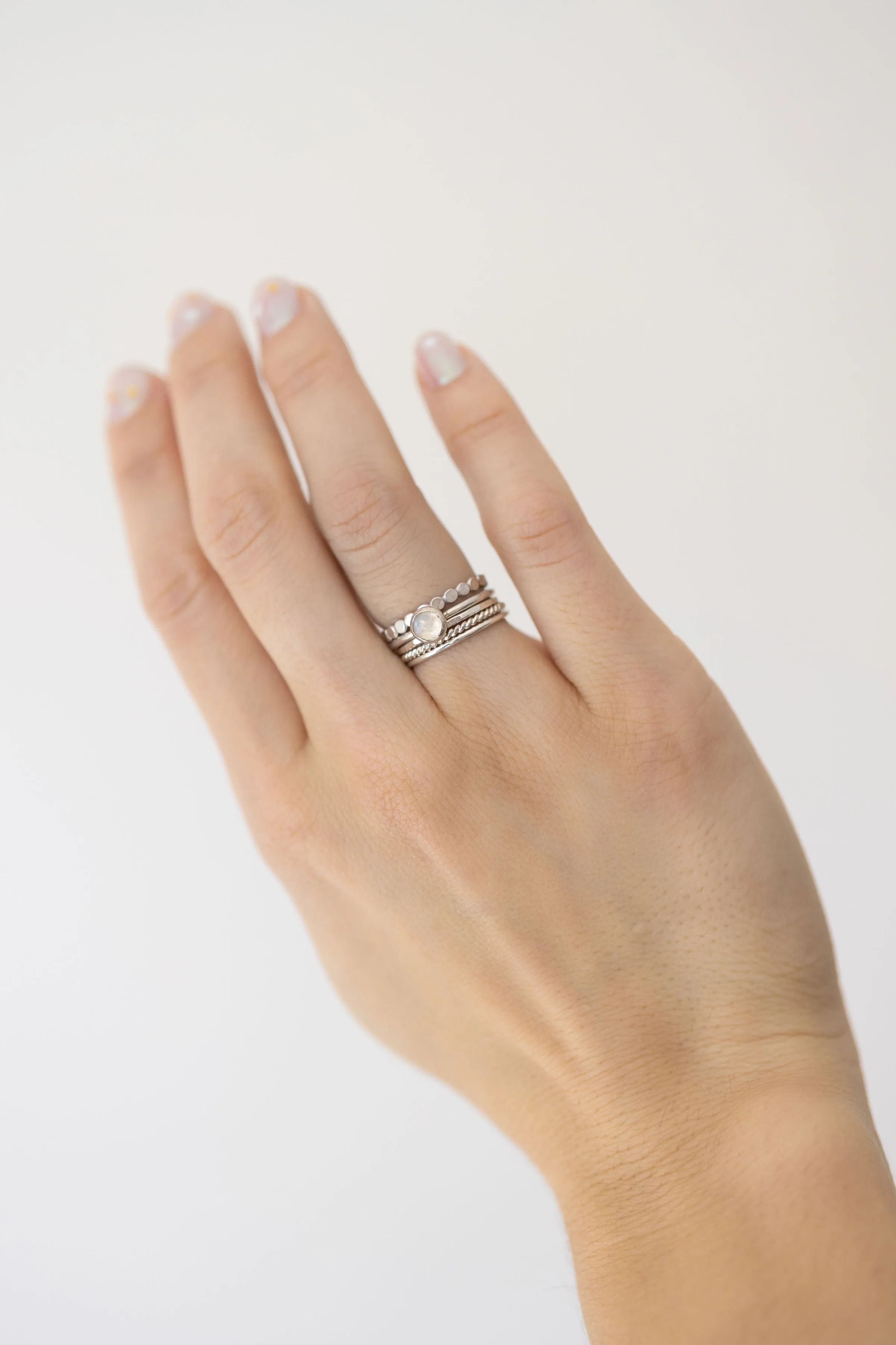 Medium Moonstone Stacking Ring in Silver