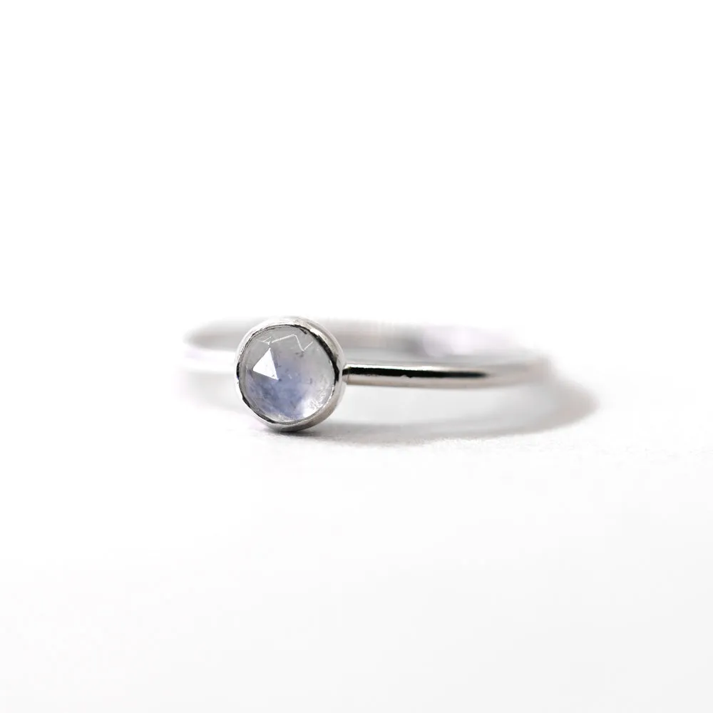 Medium Moonstone Stacking Ring in Silver