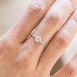 Medium Moonstone Stacking Ring in Silver