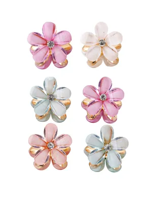 Melbees by Yellow Chimes Hair Clips for Girls Kids Hair Accessories for Girls Hair Claw Clips for Girls Kids Multicolor floral Small Claw Clip 6 Pcs Mini Hair Claw Clips for Girls Baby's Clutchers
