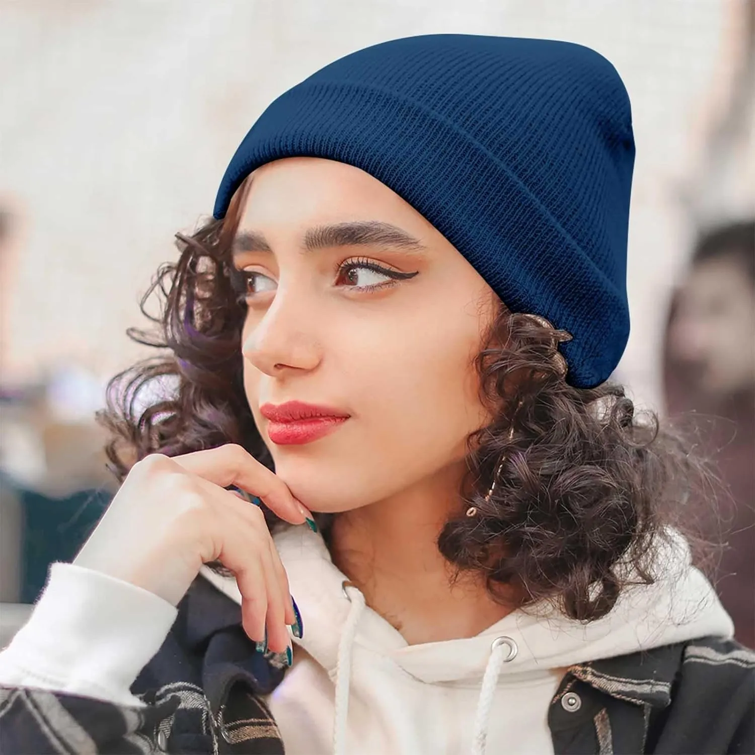 Men Beanie Slouchy Knit Skull Cap for Men Women, Knit Cuff Trawler Beanie Watch Hat, Spring Fall Skull Cap