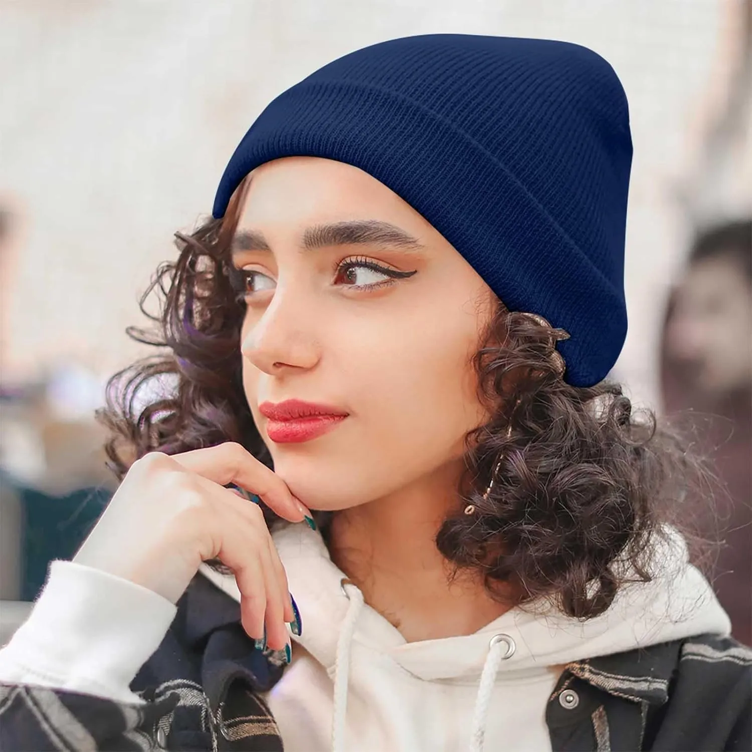 Men Beanie Slouchy Knit Skull Cap for Men Women, Knit Cuff Trawler Beanie Watch Hat, Spring Fall Skull Cap