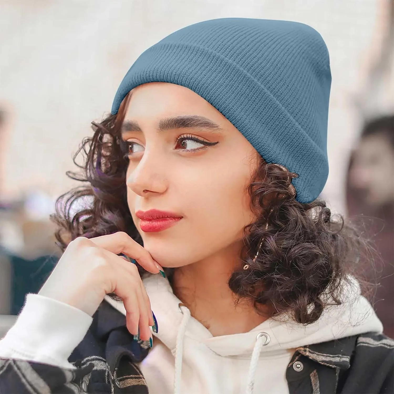 Men Beanie Slouchy Knit Skull Cap for Men Women, Knit Cuff Trawler Beanie Watch Hat, Spring Fall Skull Cap