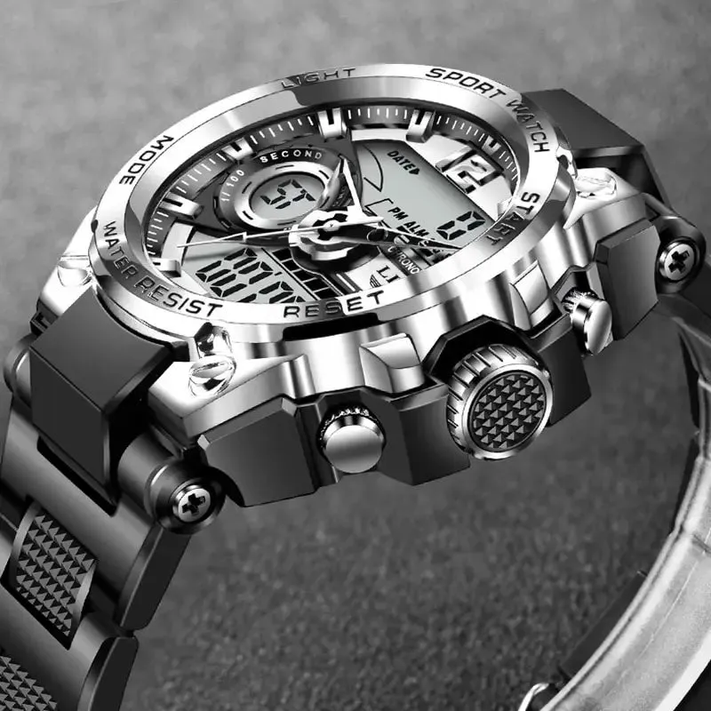 Men Military Watch Digital 50m Waterproof Wristwatch LED Quartz