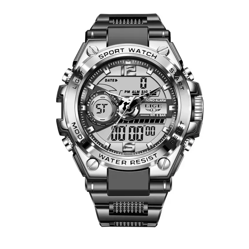 Men Military Watch Digital 50m Waterproof Wristwatch LED Quartz