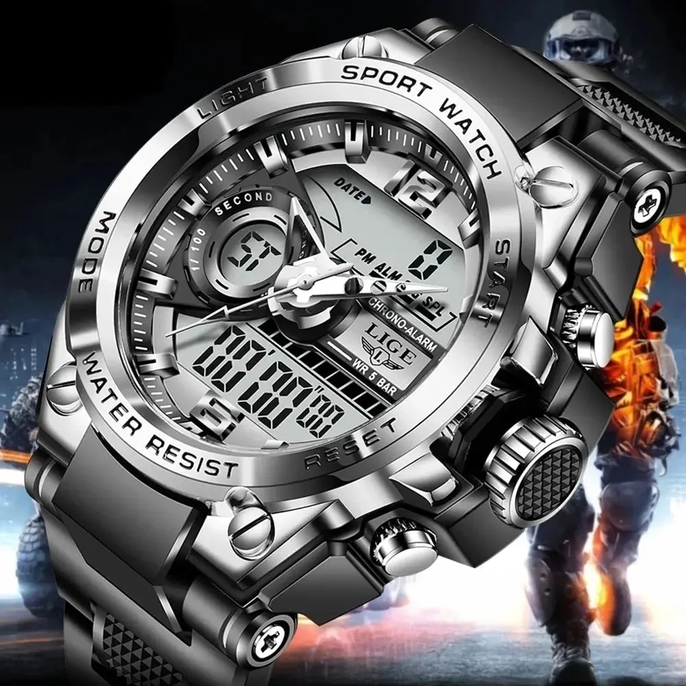 Men Military Watch Digital 50m Waterproof Wristwatch LED Quartz