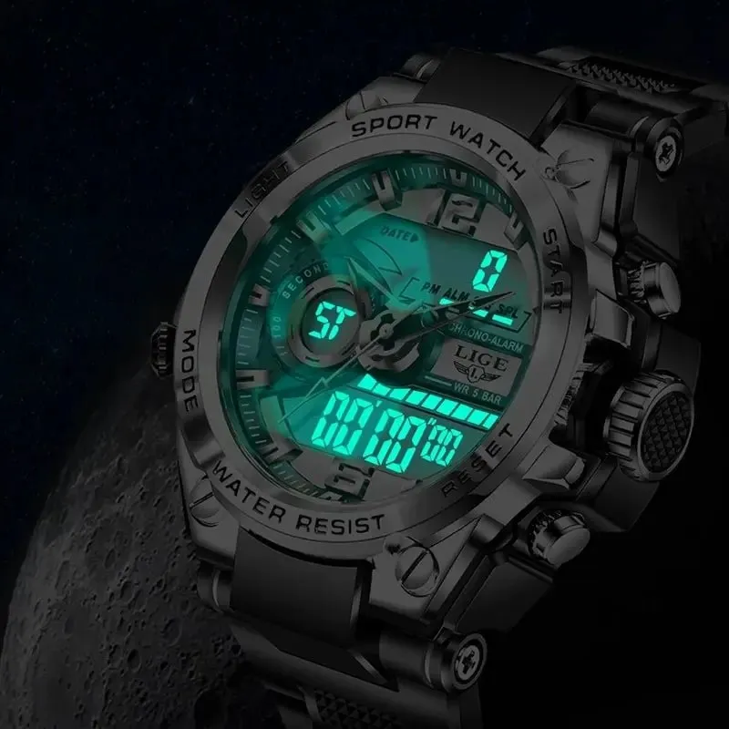 Men Military Watch Digital 50m Waterproof Wristwatch LED Quartz