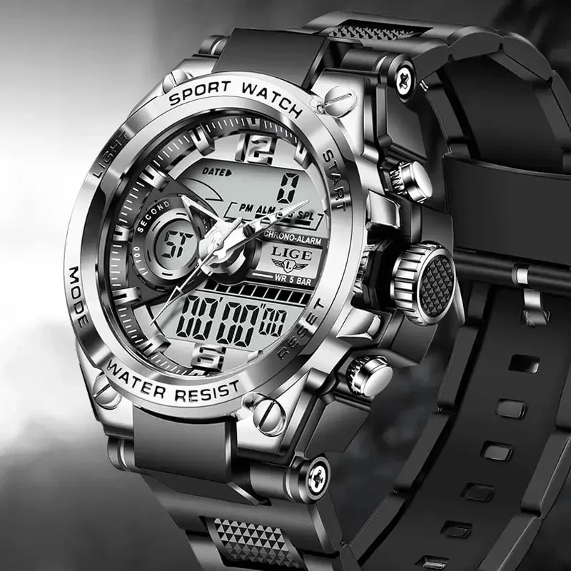 Men Military Watch Digital 50m Waterproof Wristwatch LED Quartz