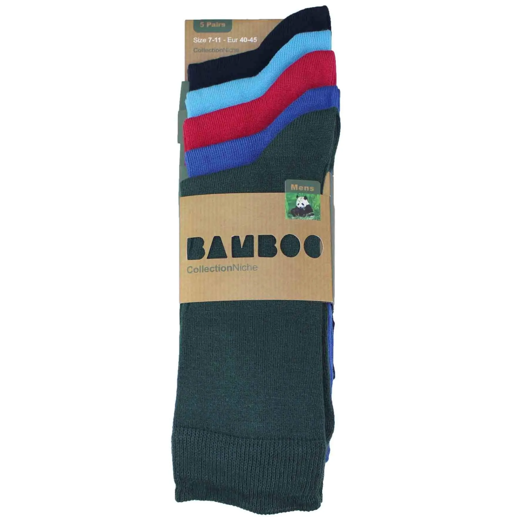 MEN'S 100% BAMBOO PLAIN SOCKS - FOREST MIX - 5 PAIR PACK