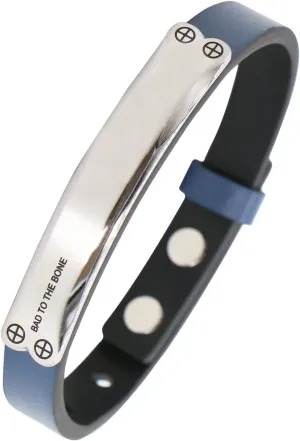 Men's adjustable belt hole Genuine Leather Stainless Steel Bracelet