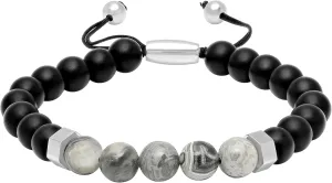 Men's Beaded Bolo Bracelets Stainless Steel birthstones Adjustable Elegance Series