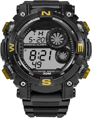 Men's Digital Sports Watches, Luminous Military Watches, Shockproof Large Dial Men's Watches, Outdoor Waterproof Alarm Clock Watches C