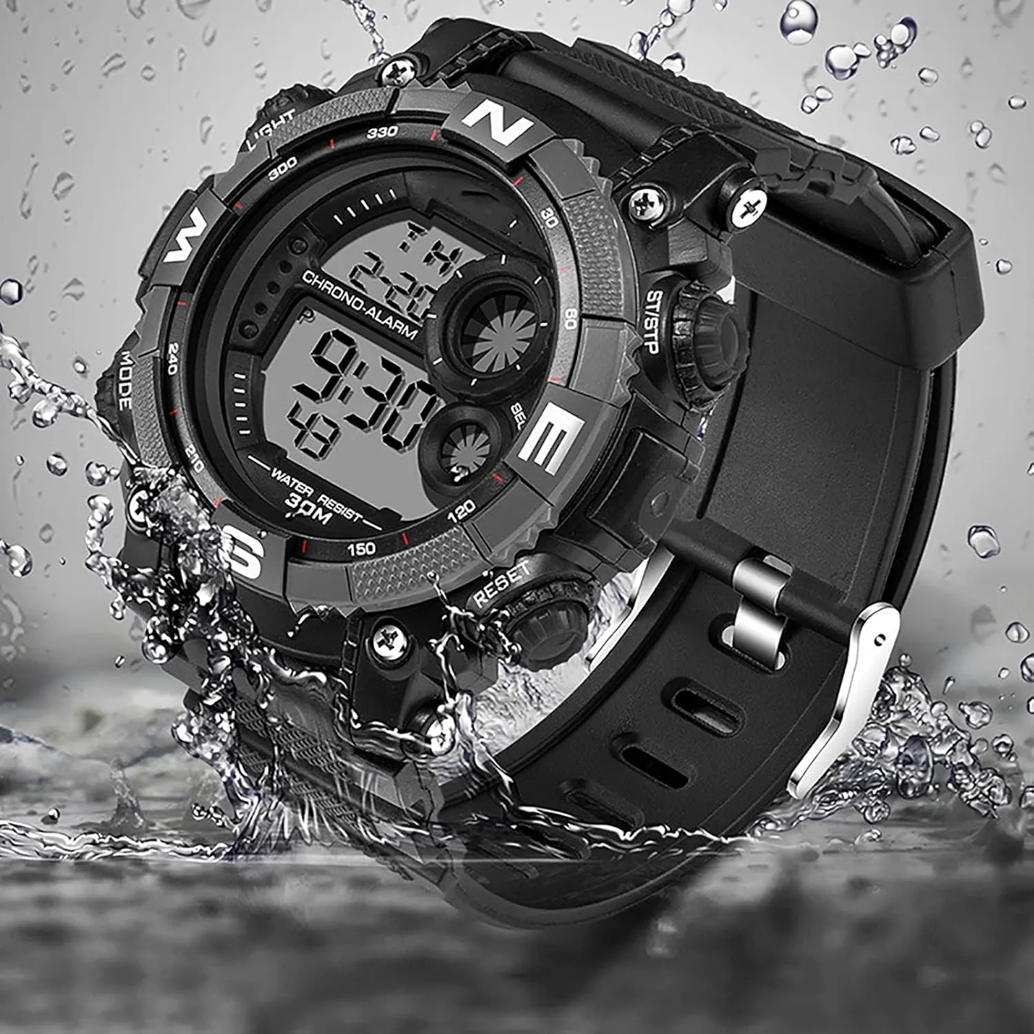 Men's Digital Sports Watches, Luminous Military Watches, Shockproof Large Dial Men's Watches, Outdoor Waterproof Alarm Clock Watches C