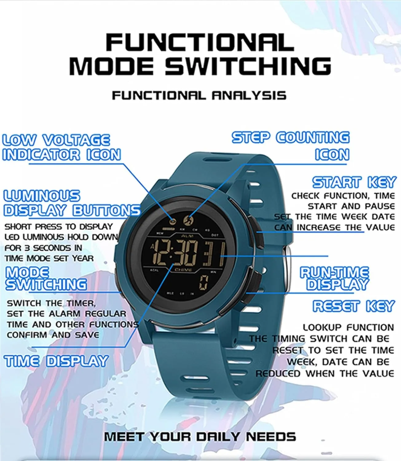 Men's Digital Watches Sports Digital Watches Counters Outdoor Hiking Watches Sports Watches for Men, Women