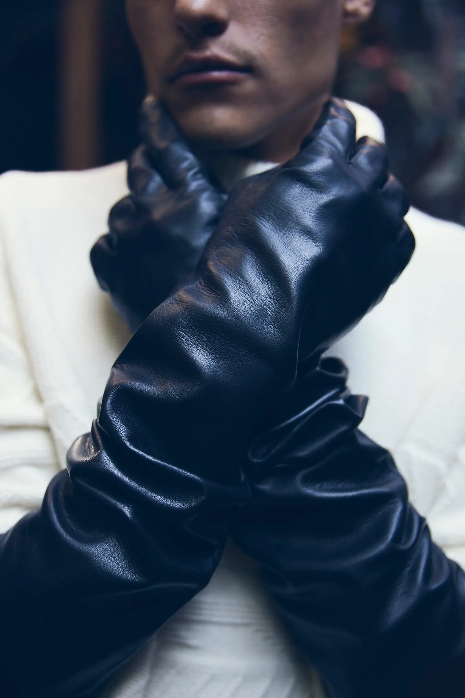 Men's Leather Stacked Opera Glove